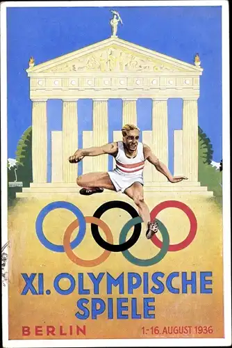 Künstler Ak XI. Olympische Spiele Berlin 1936, Hürdenläufer, Österreichischer Olympiafond