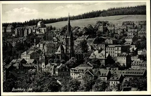 Ak Annaberg Buchholz im Erzgebirge, Teilansicht Buchholz, Kirche