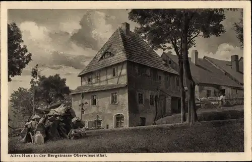 Ak Oberwiesenthal im Erzgebirge, altes Haus in der Bergstraße