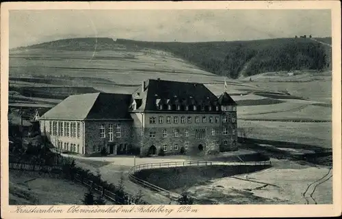 Ak Oberwiesenthal im Erzgebirge, Kreisturnheim und Fichtelberg