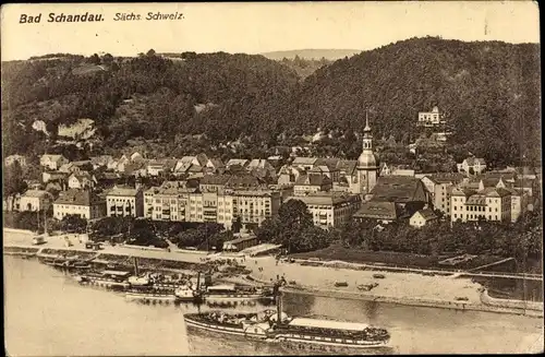 Ak Bad Schandau Sächsische Schweiz, Dampfer, Kirche