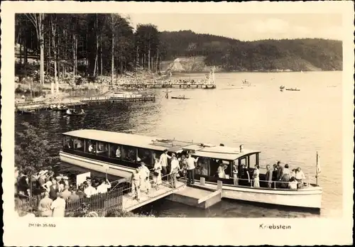 Ak Kriebstein in Sachsen, Talsperre, Anlegestelle Ausflugsschiff