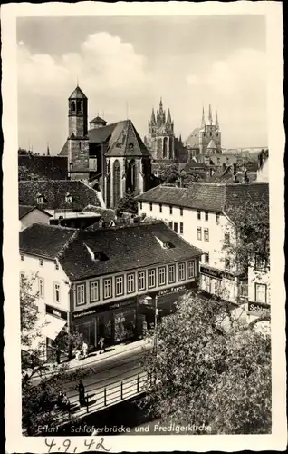 Ak Erfurt in Thüringen, Schlösserbrücke und Predigerkirche