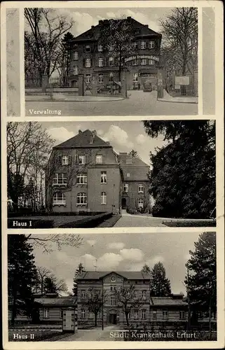 Ak Erfurt in Thüringen, Städtisches Krankenhaus, Verwaltung, Haus I und II