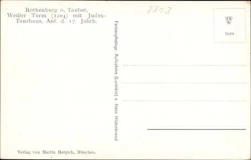 Ak Rothenburg ob der Tauber Mittelfranken, Weißer Turm mit Judentanzhaus