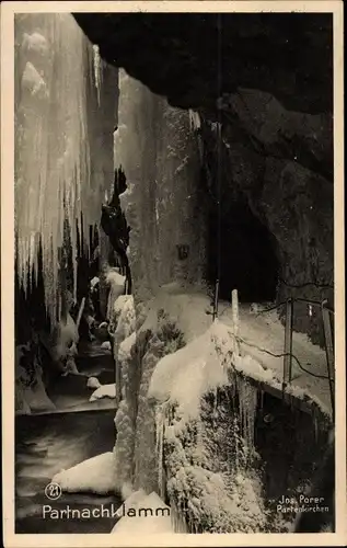 Ak Garmisch Partenkirchen in Oberbayern, Partnachklamm, Eiszapfen