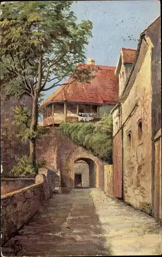 Künstler Ak Dehio, V., Rothenburg ob der Tauber Mittelfranken, Partie an der Teufelskanzel