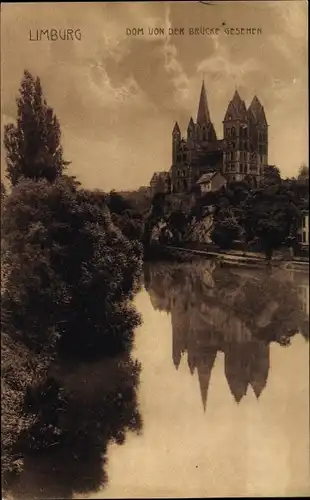 Ak Limburg an der Lahn, Dom von der Brücke gesehen