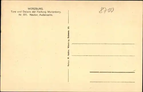 Ak Würzburg am Main Unterfranken, Festung Marienberg, Neutor, Außenseite