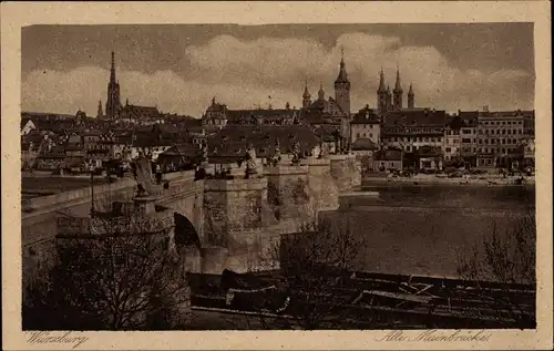 Ak Würzburg am Main Unterfranken, Alte Mainbrücke