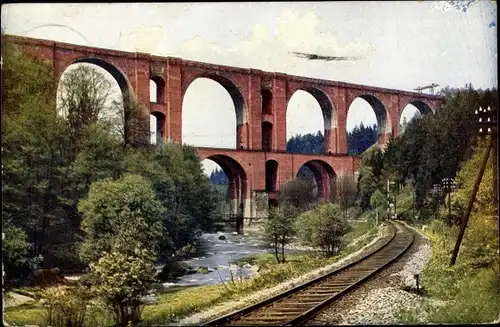 Ak Jocketa Pöhl, Elstertalbrücke, Gleise