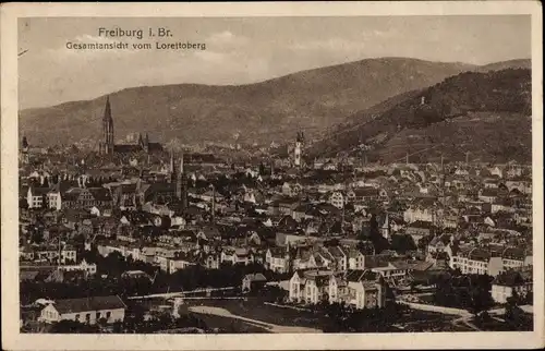 Ak Freiburg im Breisgau, Gesamtansicht vom Lorettoberg