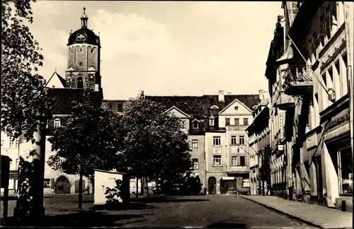 Ak Neustadt an der Orla, Partie am Marktplatz, Geschäfte
