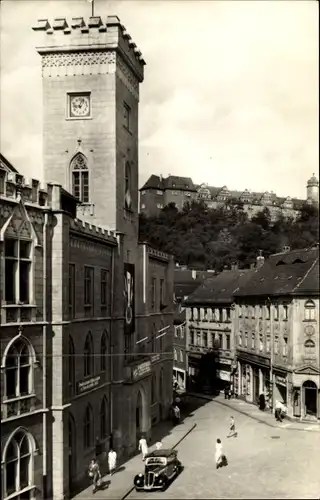 Ak Greiz, Rathaus mit Oberen Schloss