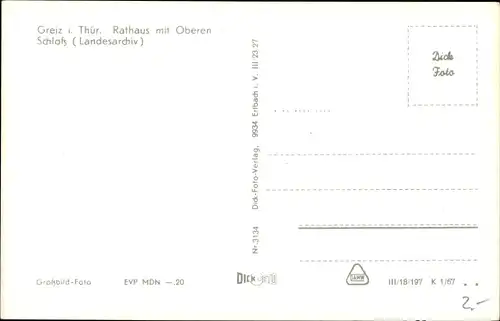 Ak Greiz, Rathaus mit Oberen Schloss