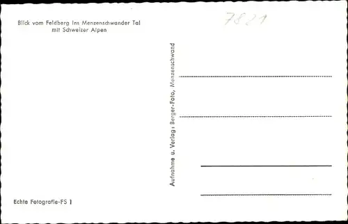 Ak Feldberg im Schwarzwald, Menzenschwander Tal