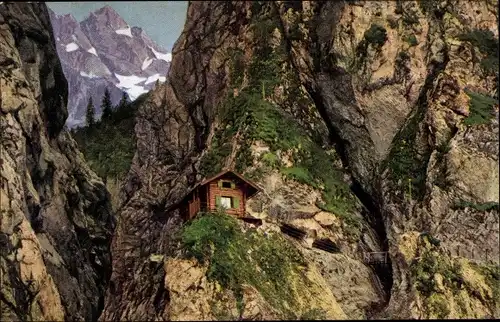 Ak Hammersbach Grainau, Höllentalklamm, Eingangshütte