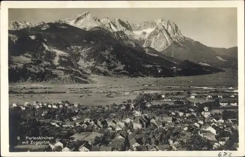 Ak Garmisch Partenkirchen in Oberbayern, Panorama, Zugspitze