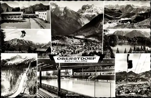 Ak Oberstdorf im Oberallgäu, Kurhaus, Nebelhornhaus, Freibergsee, Nebelhornbahn, Eisstadion