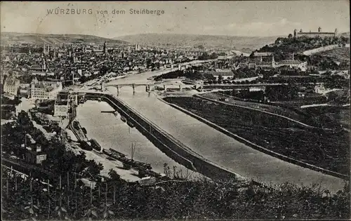 Ak Würzburg am Main Unterfranken, Blick von dem Steinberge