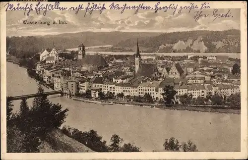 Ak Wasserburg am Inn in Oberbayern, Gesamtansicht