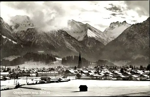 Ak Oberstdorf im Oberallgäu, Panorama, Berge, Winter
