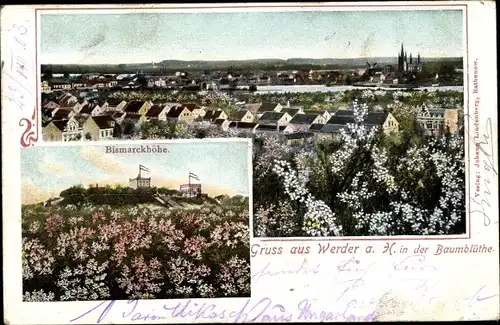 Ak Werder an der Havel, Panorama in der Baumblüte, Bismarckhöhe
