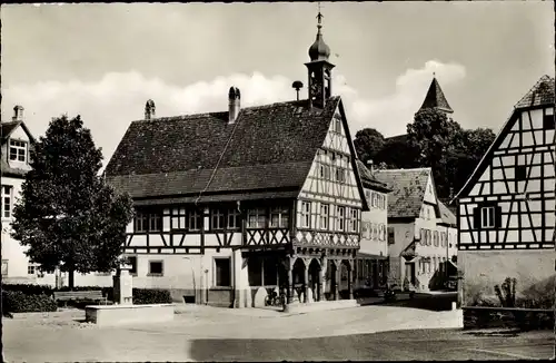 Ak Königsbach Stein in Baden, Dorfidyll, Fachwerkhäuser