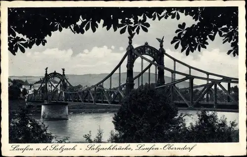 Ak Laufen an der Salzach Oberbayern, Salzachbrücke, Laufen-Oberndorf