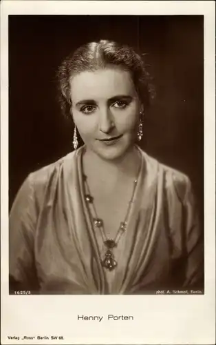 Ak Schauspielerin Henny Porten, Portrait, Schmuck