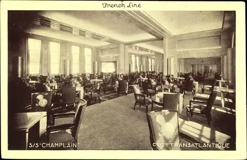 Ak Paquebot S.S. Champlain, CGT French Line, Le Grand Salon