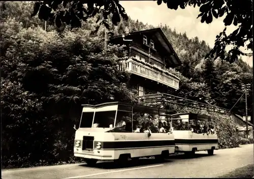 Ak Schwarzburg in Thüringen, Schwarza Express an HOG Schweizerhaus