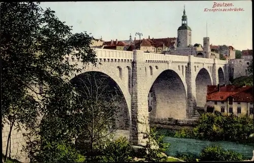 Ak Bautzen in der Lausitz, Kronprinzenbrücke, Photochromie