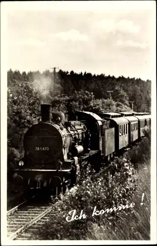 Ak Deutsche Eisenbahn, Dampflokomotive, Lok Nr 38 1470, Ich komme
