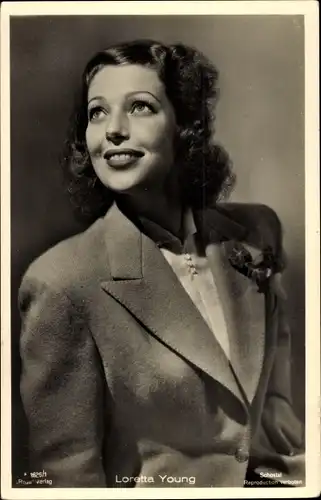 Ak Schauspielerin Loretta Young, Portrait, Ross Verlag A 1626/1