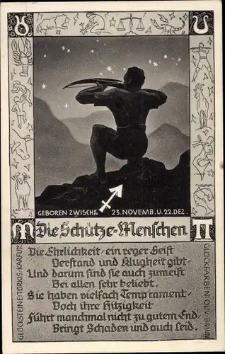 Ak Sternzeichen Schütze, Sagittarius, 23. November bis 21. Dezember