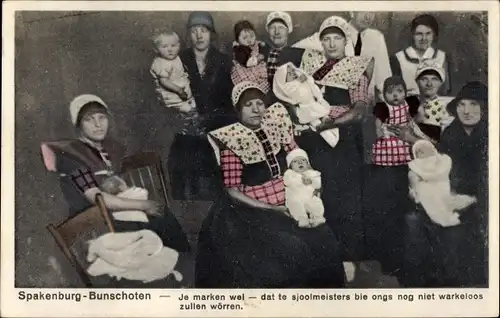 Ak Bunschoten Spakenburg Utrecht Niederlande, Frauen und Kinder in Tracht