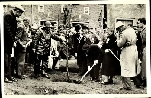 Ak Dreischor Zeeland, Opa Kip plant de eerste boom aan de Ring