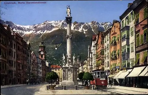 Ak Innsbruck in Tirol, Maria Theresien Straße, Tram