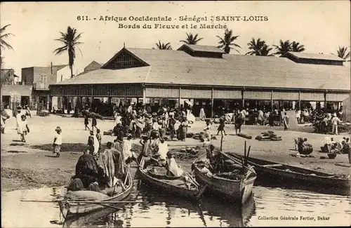 Ak Saint Louis Senegal, Bords du Fleuve et le Marche