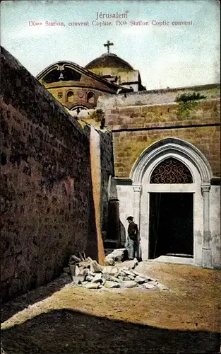 Ak Jerusalem Israel, IXme Station, couvent Cophte, Mann