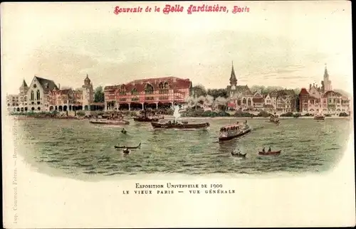 Litho Paris, Weltausstellung 1900, la vieux Paris, Reklame, Belle Jardiniere