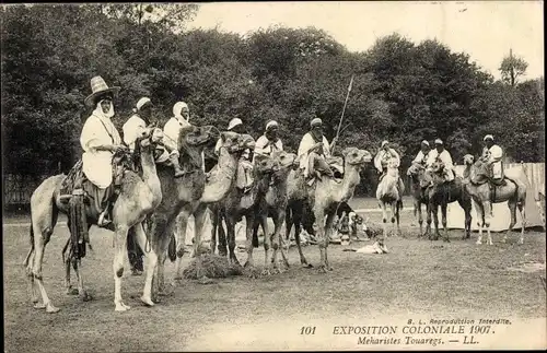 Ak Exposition Coloniale 1907, Meharistes Touaregs, Kamelreiter