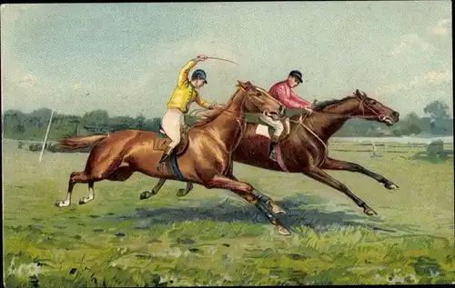 Litho Rennplatz, Jockeys, Pferderennen