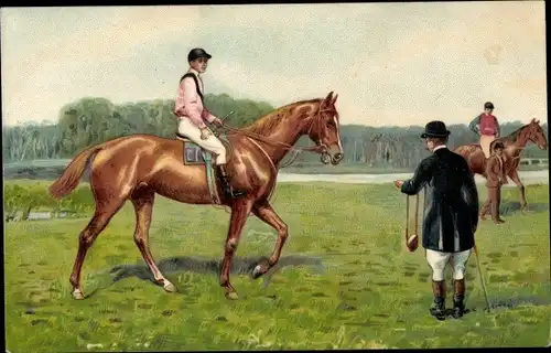 Präge Litho Jockey zu Pferde