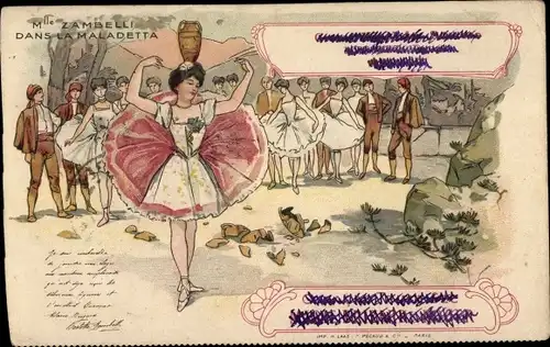 Litho Mlle. Zambelli dans la Maladetta, Balletttänzerin