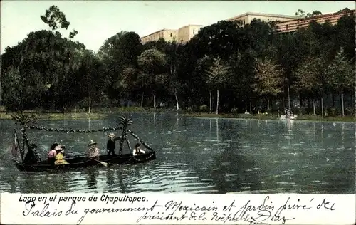 Ak Mexico City Mexiko Stadt, Lago en el parque de Chapultepec