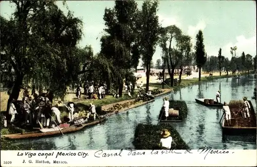 Ak Mexico City Mexiko Stadt, La Viga canal