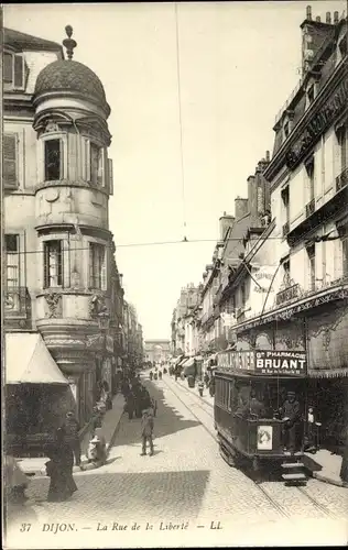 Ak Dijon Côte d'Or, Rue de la Liberte, Straßenbahn