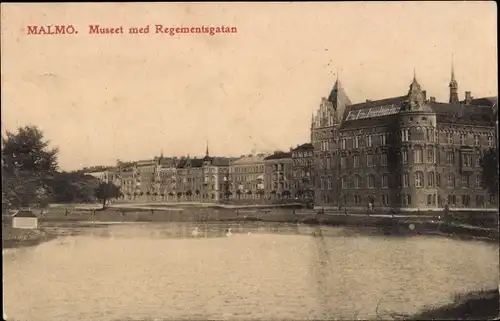 Ak Malmö Schweden, Museet med Regementsgatan
